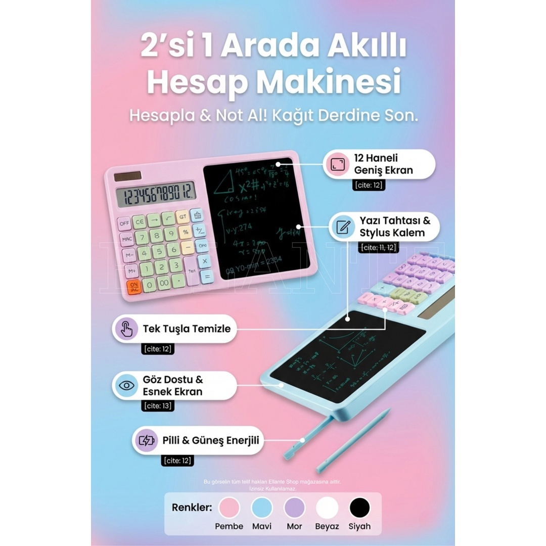 YAZI TAHTALI HESAP MAKİNESİ