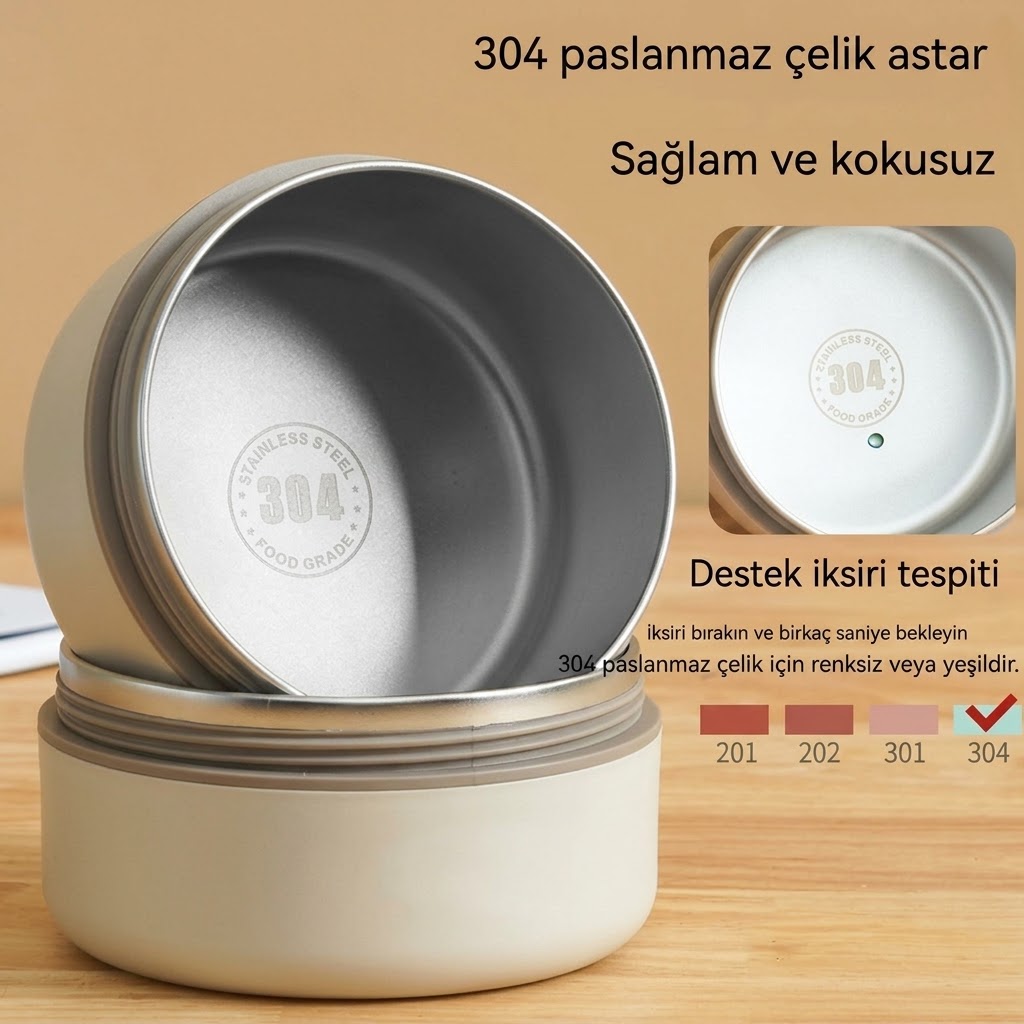Paslanmaz Çelik Yemek Termosu Isı Yalıtımlı 2'3'4 LÜ Set 304 Çelik Kılıflı Çantalı